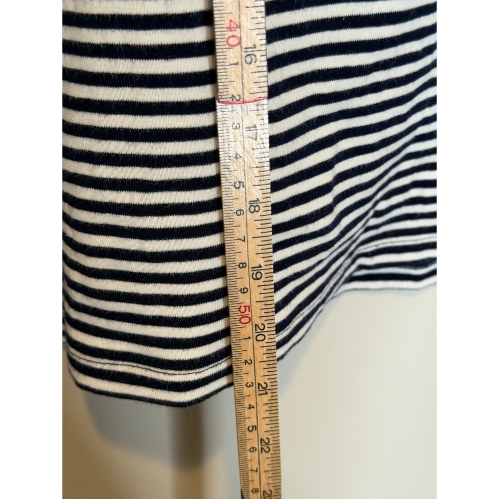 Lauren Ralph Lauren Navy White Striped Grommet Lace Up Top 3/4 Sleeve Petite L - Picture 8 of 8
